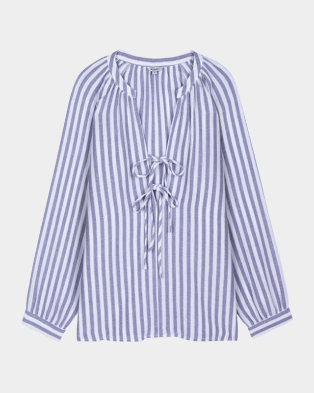Brielle Striped Tie-Front Blouse